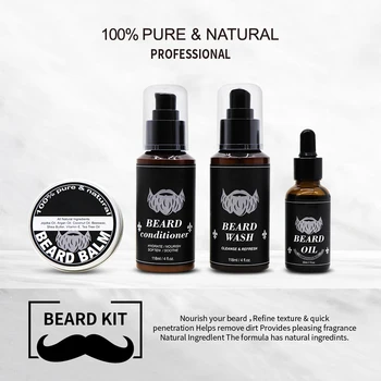 

Ibeardcare Profession Men Beard Care Kit Pure Natural Beard Oil Balm Wash Conditioner Comb Scissors Care Tool Health Gift