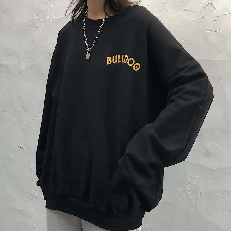

Houzhou Kpop Sweatshirt Women Korean Style Fashion Hoodies Women Autumn 2020 Long Sleeve Clothes Streetwear Loose Black Tops