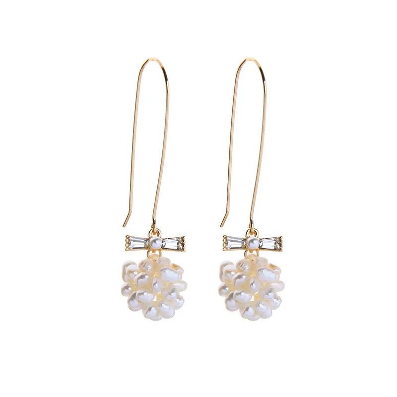 

Caviar & Garden creative pearl earrings temperament wild face thin earrings female long paragraph super fairy net red earrings