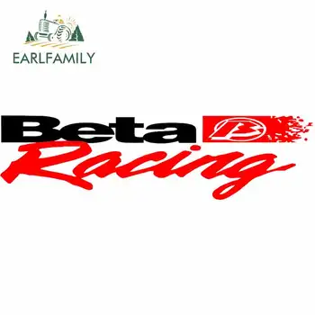 

EARLFAMILY 13cm x 3.7cm For Beta Racing Car Stickers And Decals Car Accessories Windshield 3D For JDM SUV RV Decoration