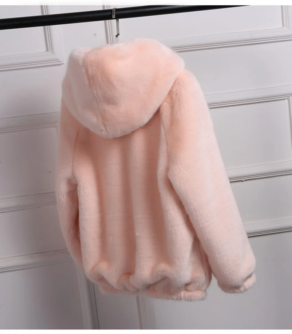 Плюс размер розовый пушистый искусственный меховая Толстовка Пальто Женская Белая теплая верхняя одежда с длинными рукавами зимний пушистый ворсистый куртка, пальто