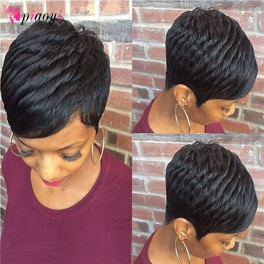 Парик Пикси с натуральными кудрями Короткие парики из натуральных волос для