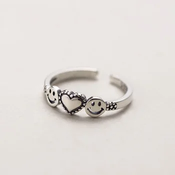 

925 Sterling Silver rings Love Smile Retro Ring Open Ring rings for women silver 925 jewelry silver jewelry