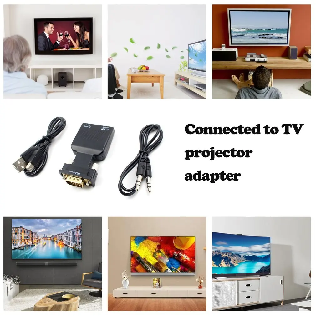 VGA мужчин и женщин HDMI конвертер с аудио кабель адаптера 1080P для HDTV монитор проектор ПК PS3