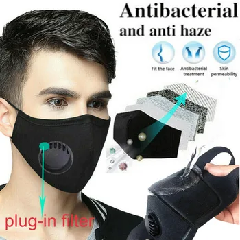 

Reusable Air Purifying Face Mask Anti-fog PM2.5 Respirator Unisex Washable Activated Cotton Black Face Mask with Carbon Filter