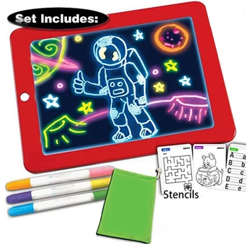 

3D Magic Drawing Pad Children Clipboard Set LED Writing Board Creative Art Magic Board Pad With Pen Kids Christmas Party Gift