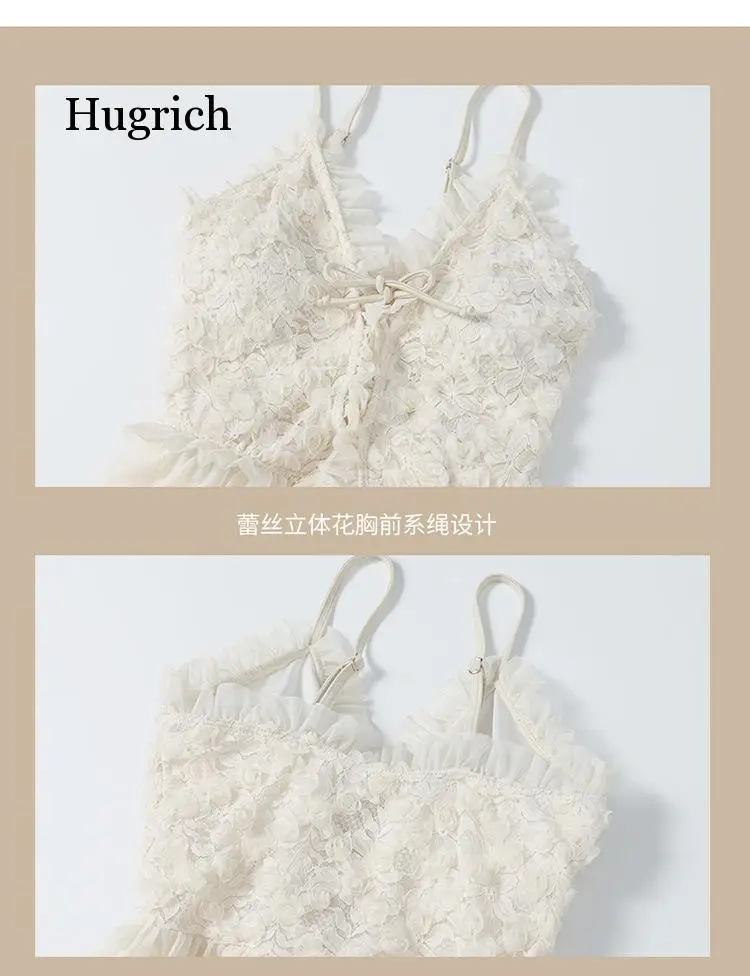 2021 New Korean Style Lace Sexy Slim Summer Beach Swimming Dress for Grils