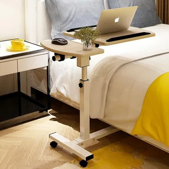

Movable Bedside Laptop Table with Wheel Adjustable Rotate Portable Sofa Bed Table Study Notebook Computer Table Lifting Desk