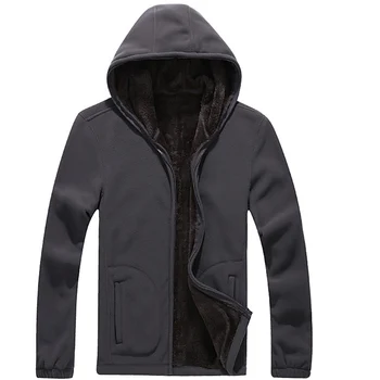 

7XL Winter Men's Jackets Thick Fleece Hooded Hoodies Men Sweatshirt Solid Casual Male Coats Brand Clothing J6T116