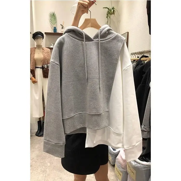 

Korean Style Hoody Sweatshirts Women Fashion Hooded Sweatshirts Short Hoodies Loose Tops