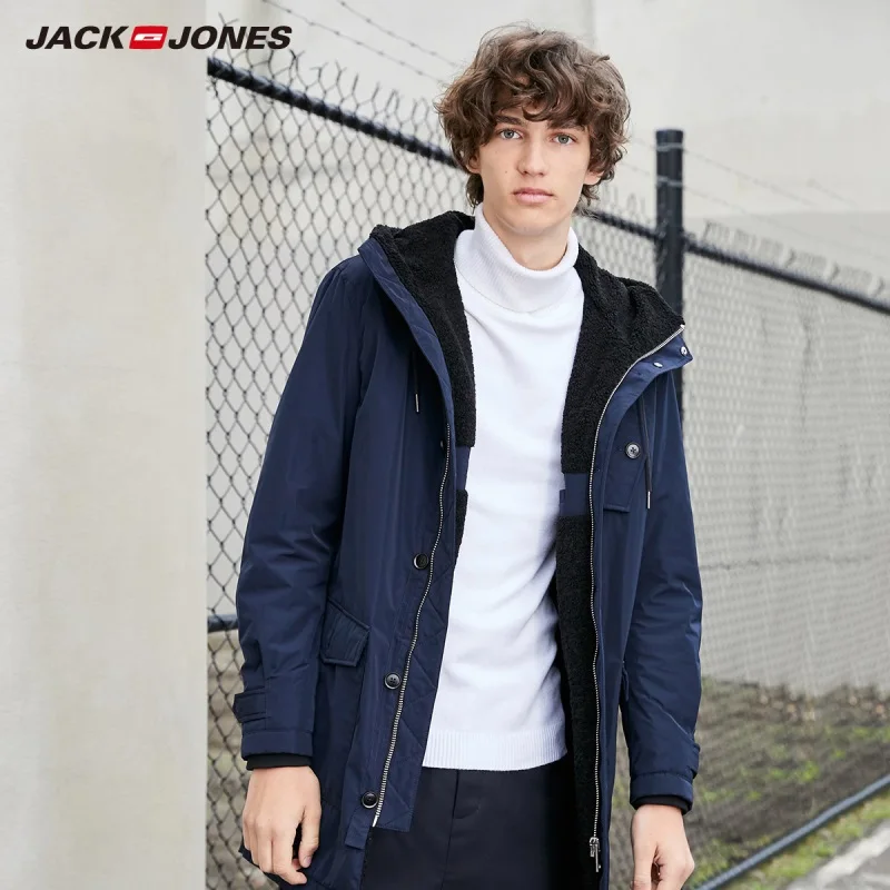 JackJones Мужская парка пальто комфорт флисовая подкладка Длинная Куртка мужская одежда 219309502 - Цвет: NIGHT SKY