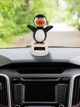 

Cute Penguin Figure Toy Automatically Shakes Head Car Interior Gift Animal Dancing Solar Swinging Doll Car Decor Universal