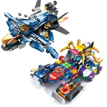 

Spider Racing Car Building Blocks SuperHeroes Bricks Ultimate Quinjet Starship Gift Toys for Children