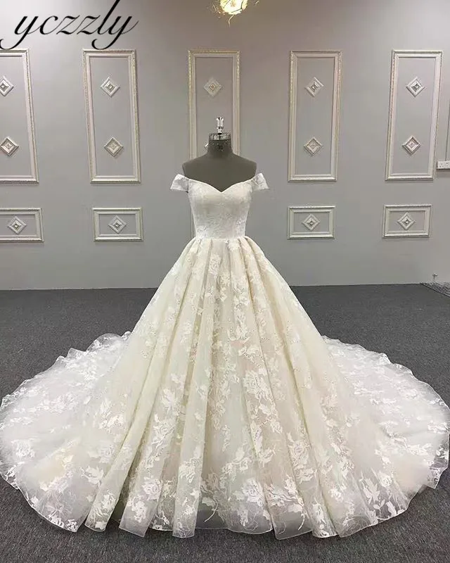 Vestido Novia, винтажное бальное платье, кружевное свадебное платье, цвет шампанского, большие размеры, платье невесты с открытыми плечами, Suknia Slubna YW12