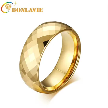 

BONLAVIE Geometry Rhombus High Quality Rings European and American Tungsten Steel Men Wedding Rings Punk Wedding Bands