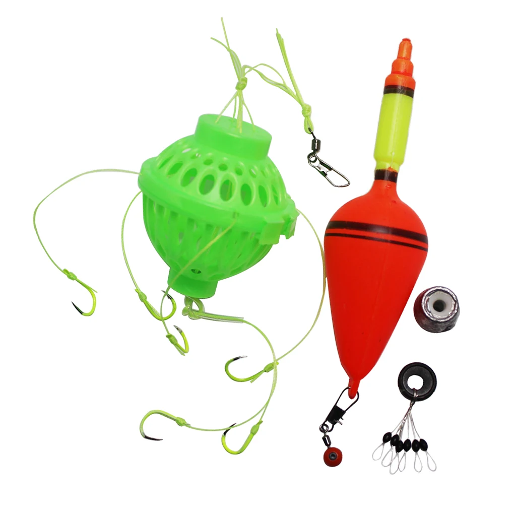 Fishing Bobbers Bulk Rubber Bobber Sea Monster with 6 Strong Hooks Beads Stopper Set Saltwater