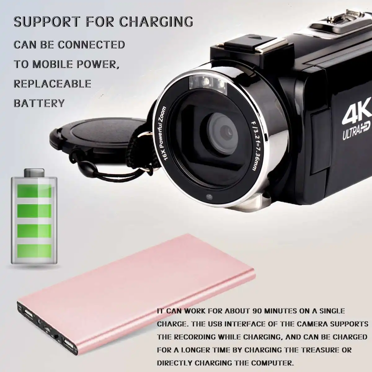 KINCO 1080P CMOS 4K WiFi Ultras HD 12 миллионов пикселей сенсор Цифровая видеокамера DV объектив микрофон