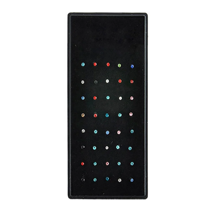 40pcs Colorful Кристалл Нос кольцо& шпильки для женщин Девушка ювелирные изделия хирургический стальной Нос Пирсинг белый/Красочные Стразы ювелирные изделия для тела - Окраска металла: 40pcs Colorful