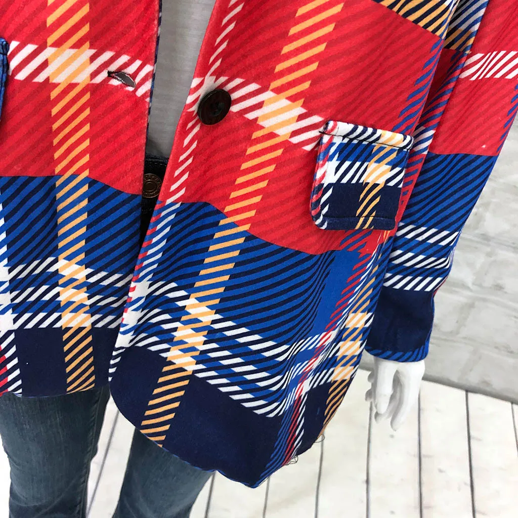 Женский твидовый пиджак с длинным рукавом повседневный открытым передом и