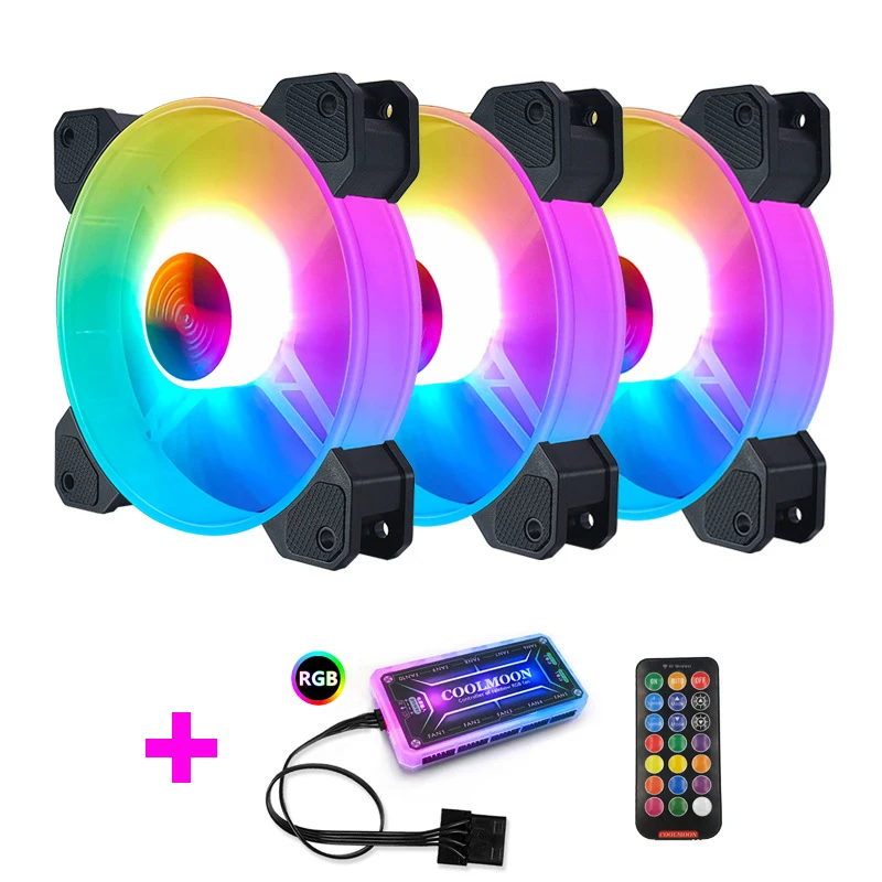 COOLMOON F-YH чехол для компьютера PC охлаждающий вентилятор RGB Настройка 120 мм тихий +