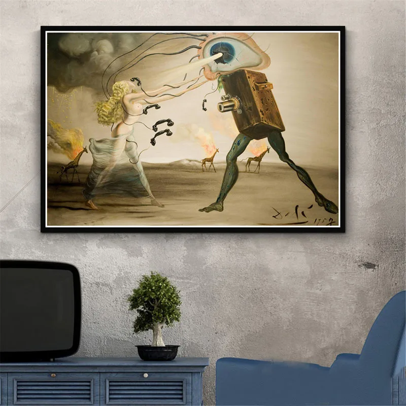 Плакат и печатная графика Ретро Psychedelic живопись Salvador Dali Surrealism настенное искусство абстрактные картинки для гостиной домашний декор - Цвет: White