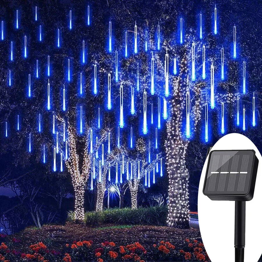 192/288Led Solar Meteor Shower Rain Lights Holiday Party String Lights Impermeabile Giardino Natale Caduta Goccia Di Pioggia Ghiacciolo Luce