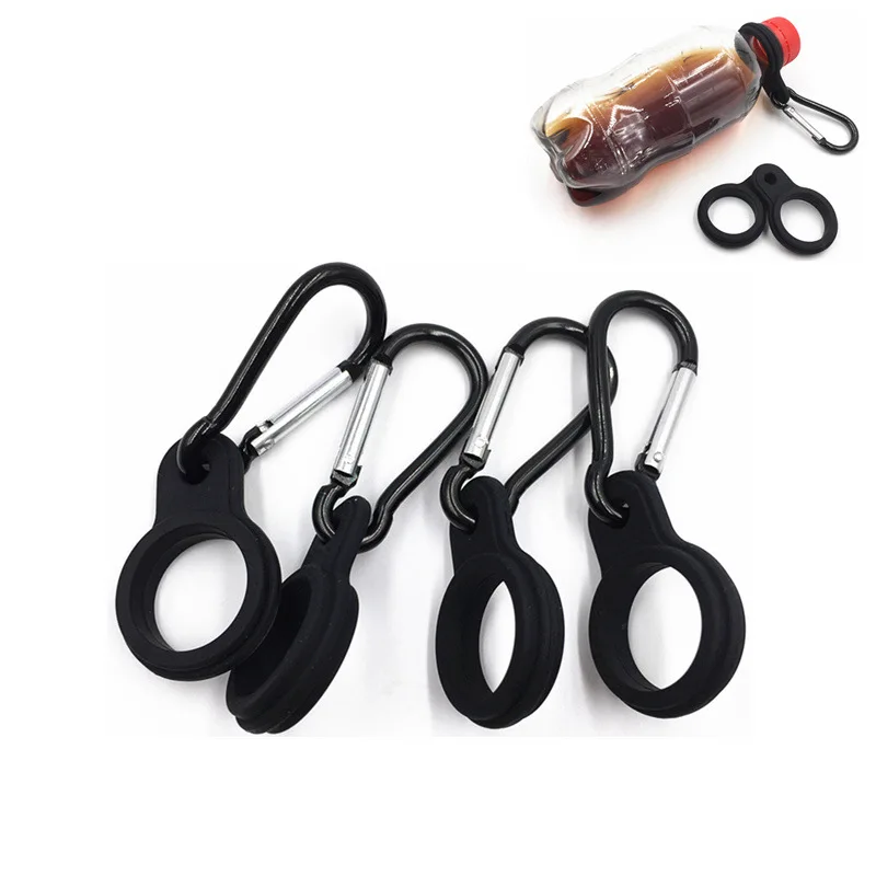 

Water Bottle Holder with Hang Buckle Carabiner Clip Key Ring Fit Cola Bottle Shaped For Daily Or Outdoor Use Silicone Carrier