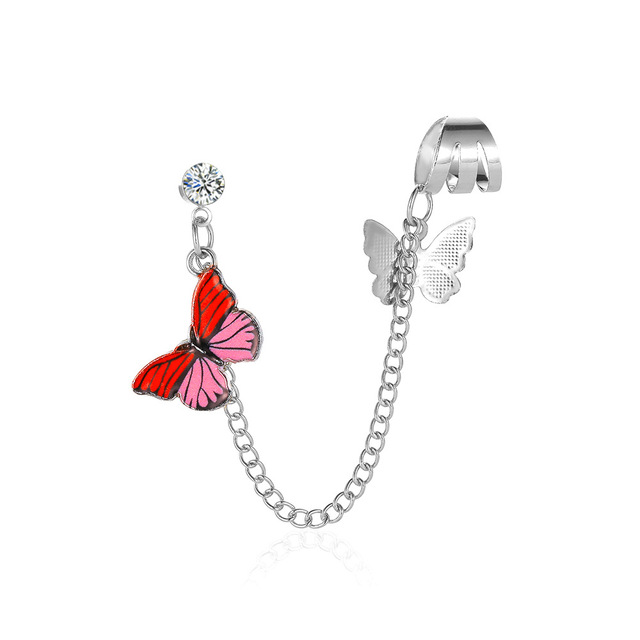 Fashion Butterfly Clip Earrings Ear Hook Stainless Steel Ear Clips Double Pierced Earring Earrings Women Girls Jewelry Gift