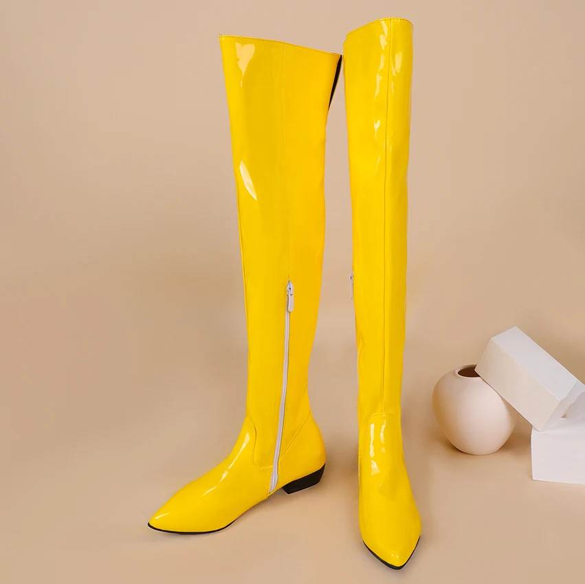 Women Over the Knee Boots Wide Calf Size 34~48 Candy Colour