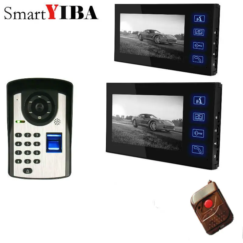 SmartYIBA 2*7\ TFT Fingerprint Recognition Password Video Door Phone Intercom Doorbell With Night Vision Security CCTV SmartYIBA 2*7\ TFT Fingerprint Recognition Password Video Door Phone Intercom Doorbell With Night Vision Security CCTV