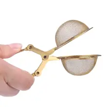 Золото Нержавеющая сталь Чай Infuser Сфера с черной Чай фильтр травы Специи фильтр