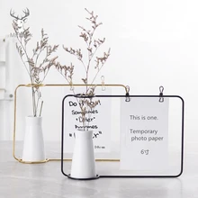 

Nordic Iron Art Desktop Decoration Notes Clips Card Photo Holder Table Memo Name Message Clips with Flower Vase Office Decor