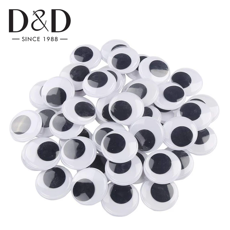 100PCS 20mm round wiggly wobbly googly eyes with toy self-adhesive peel sticker 