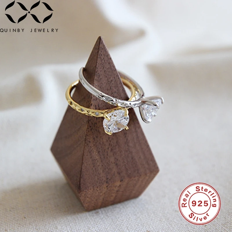 

Real 925 Silver Rings For Women Weddind Enagement Zircon Rings Girl Gift Open Adjustable Finger Rings Female Luxury anillos Q5