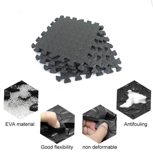 12PCS 30 30cm EVA Leaf Grain Floor Sport Protection Gym Mat Non Slip Soft Foam Splicing