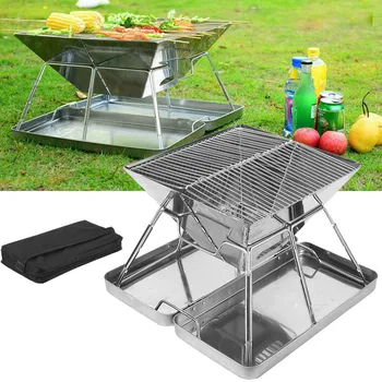 

Folding Stainless Steel BBQ Grill Portable Camping Outdoor Charcoal BBQ Grill Rack Barbecue Kitchen Accessories Tools