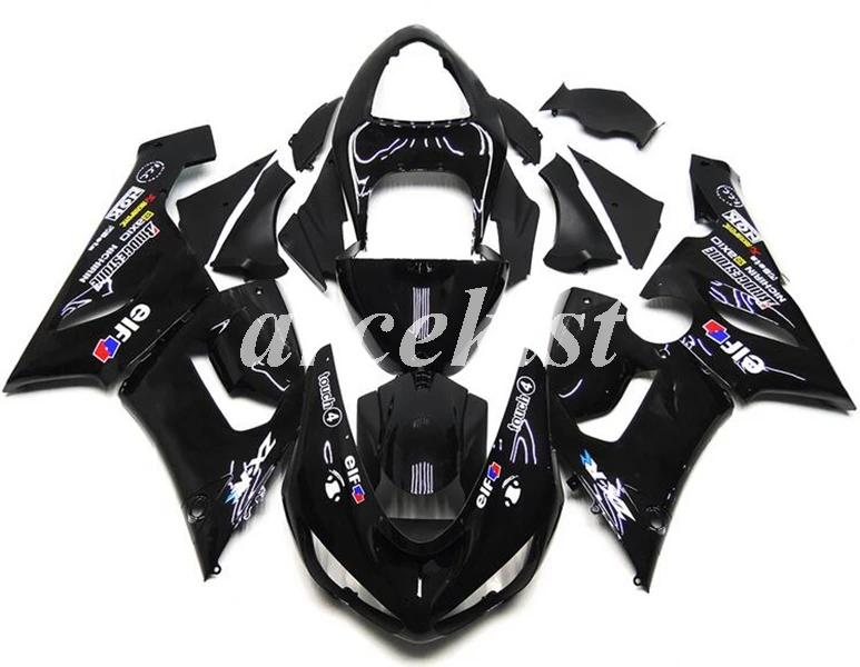 4 подарки ABS мотоцикл Полный обтекатели комплект подходит для Kawasaki Ninja ZX-6R 2005 2006 05 06 ZX6R 636 Комплект кузова черный WEST