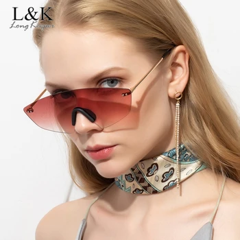 

LongKeeper Rimless One Piece Sunglasses For Women 2020 New Brand Gradient Sun Glasses Shades Ladies Big Frame Oculos Feminino