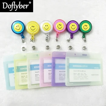 

Smiling Face Multicolor Badge Reel Recoil Student Nurse Horizontal ID Name Card Holder Retractable Badge Belt Clip