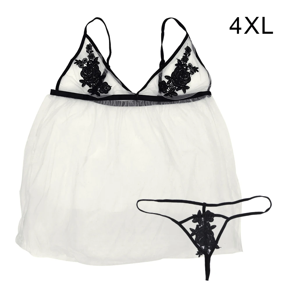 Ватин 3XL-5XL, юбка на бретельках, сексуальное нижнее белье, стринги, TSling, одежда для сна, нижнее белье, большой размер, Сексуальное эротическое белье - Цвет: 4XL