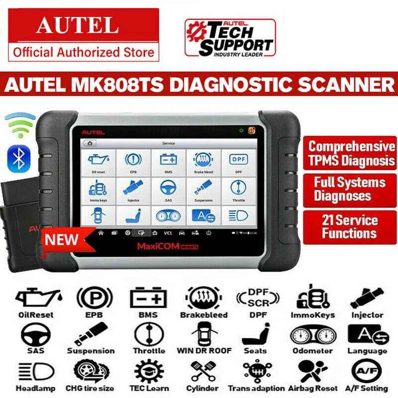 Диагностический инструмент AUTEL MaxiCom MK808TS масло сканера OBD2 сброс EPB BMS SAS DPF IMMO TPMS для
