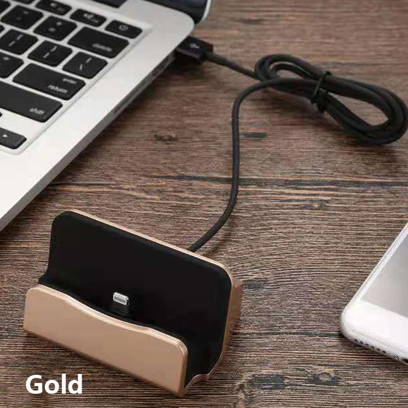 USB кабель для передачи данных, док-станция, зарядное устройство для iPhone 11 pro max 6 5 S 6S 7 8 Plus, док-станция для Iphone 5 SE XS XR X - Цвет: Gold