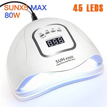 

SUNX5 MAX 80W Nail Dryer UV LED Nail Lamp LCD Display 45 LEDs Dryer Lamp for Curing Gel Polish Auto Sensing Nail Manicure Tool