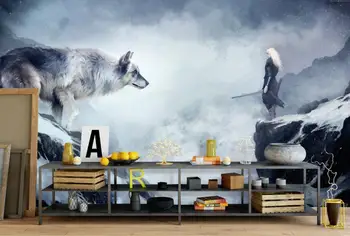 

CJSIR Custom Wallpaper Mural Oil Painting Animal Wolf Character Mural Wallpaper Living Room Bedroom Sofa 3d Wallpaper Murals