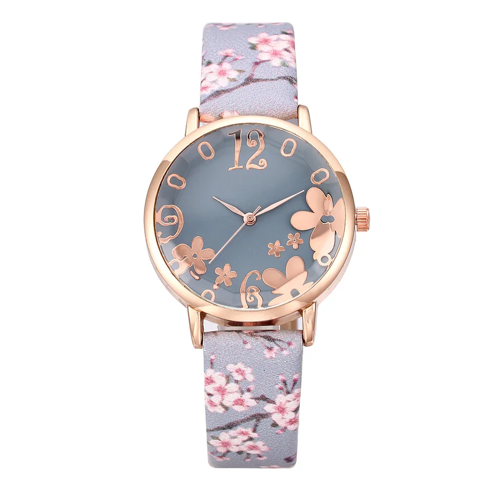 Relogio подарок девушка роскошные часы женские новые модные тисненые цветы маленькие свежие часы с принтом женские кварцевые женские часы* A