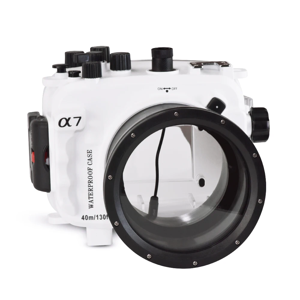40 м/130 футов для sony A7 NG серии A7R A7S Подводный корпус камеры Дайвинг-бокс чехол с 28-70 мм объективом(стандартный порт) белый