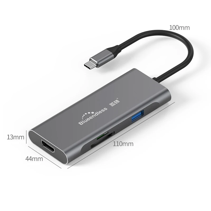 7 в 1 док-станция USB 3,0 Тип C к HDMI концентратор конвертер адаптер для MacBook для samsung Galaxy S10/S9 USB-C HDMI PD сплиттер