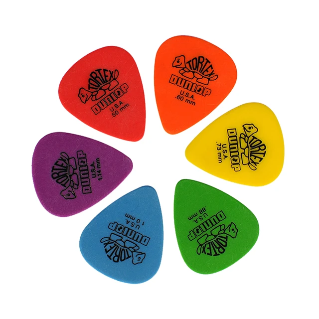 6pcs Dunlop Guitar Picks Tortex Standard 418 Mediator  0.5/0.6/0.73/0.88/1.0/1.14mm for Bass Acoustic Electric Guitar