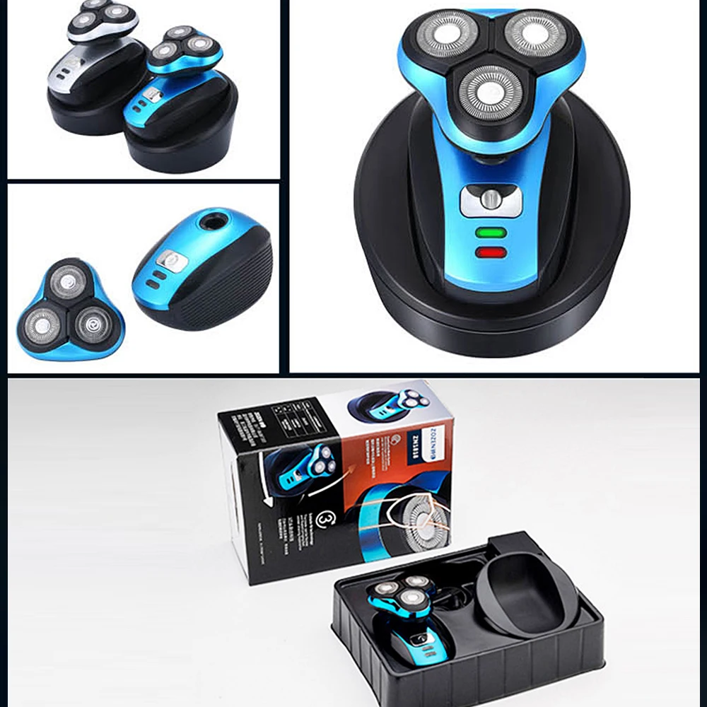 4 in 1 Washable USB Wireless Rechargeable Electric Shaver 3 Blade Waterproof Electric Shaving Beard Trimmer Machine Razor Men