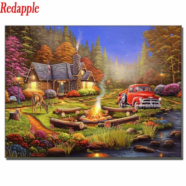 Full Square Rround Drill Diamond Painting, Countryside, Farm Landscape, DIY  Embroidery, Cross Stitch, Rhinestone Mosaic, Bonfire - AliExpress